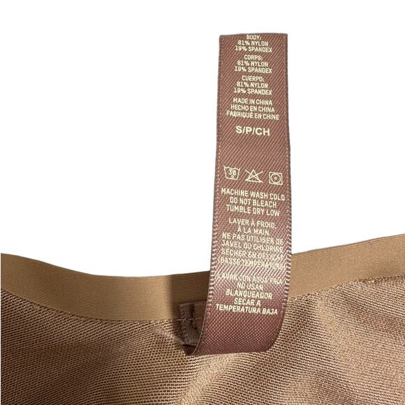 Skims NEW Sheer Sculpt Thong Spaghetti Strap Wide Neck Bodysuit Tan Small - Picture 8 of 9